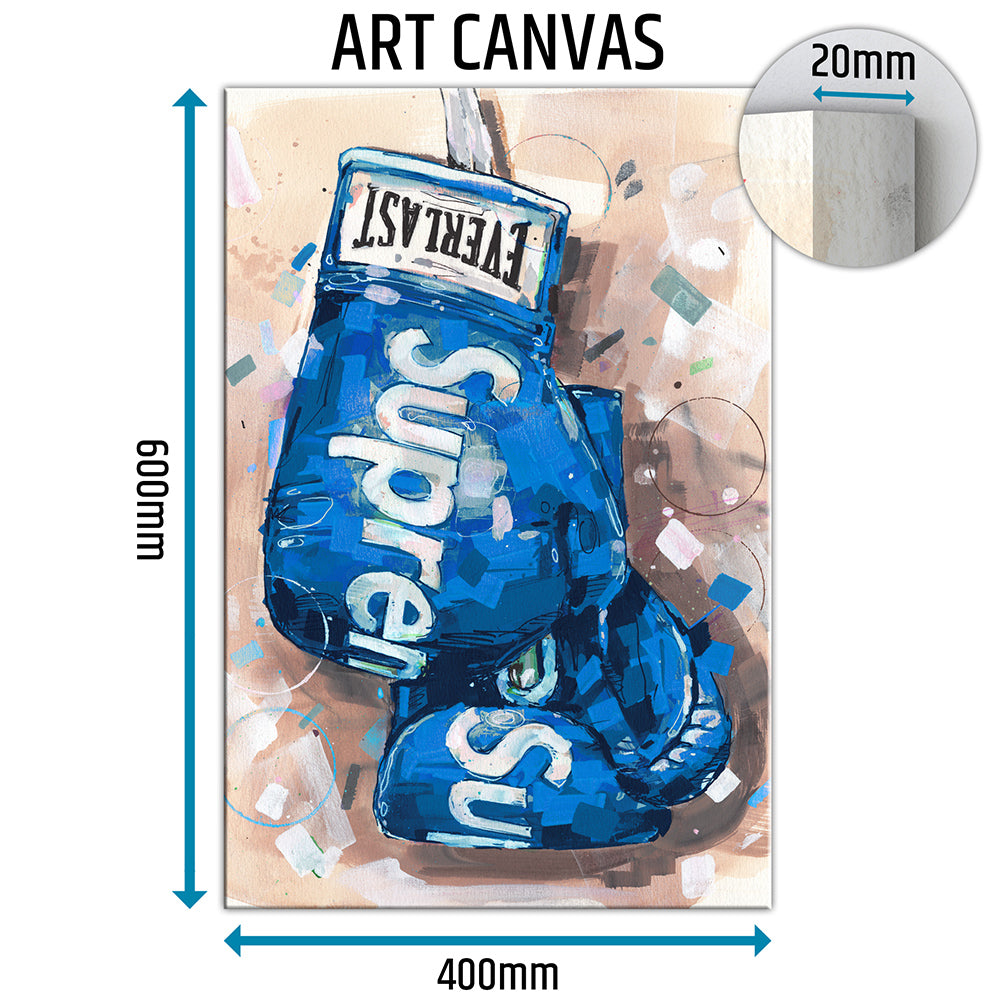 Azul guantes de boxeo lienzo 40x60 cm