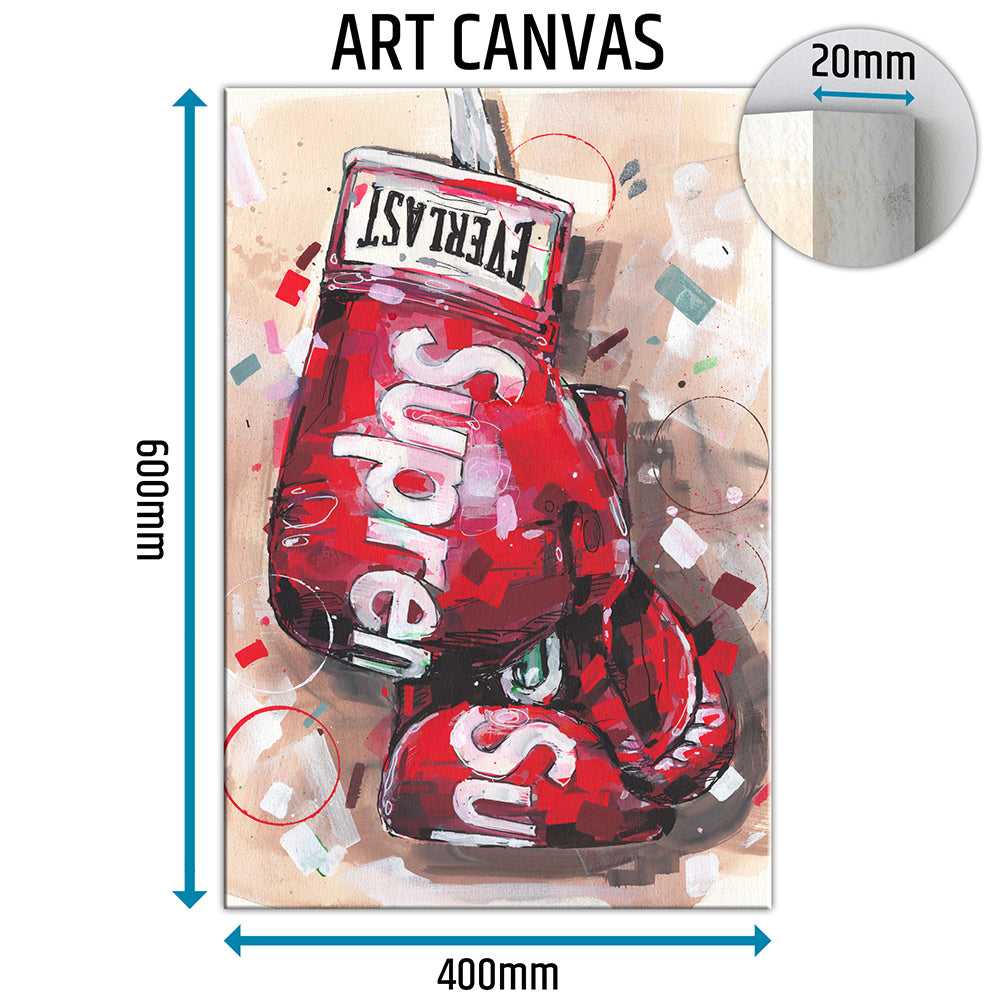 Red boxinggloves canvas 40x60 cm