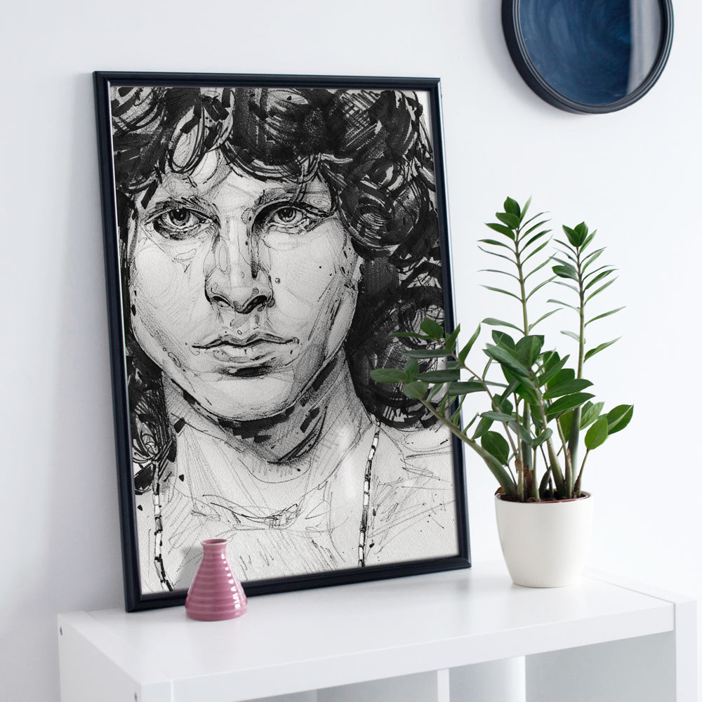 Jim Morrison black/white painting 29,7x42 cm