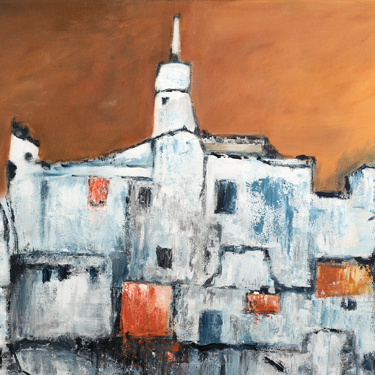 Witte stad schilderij 120x80 cm