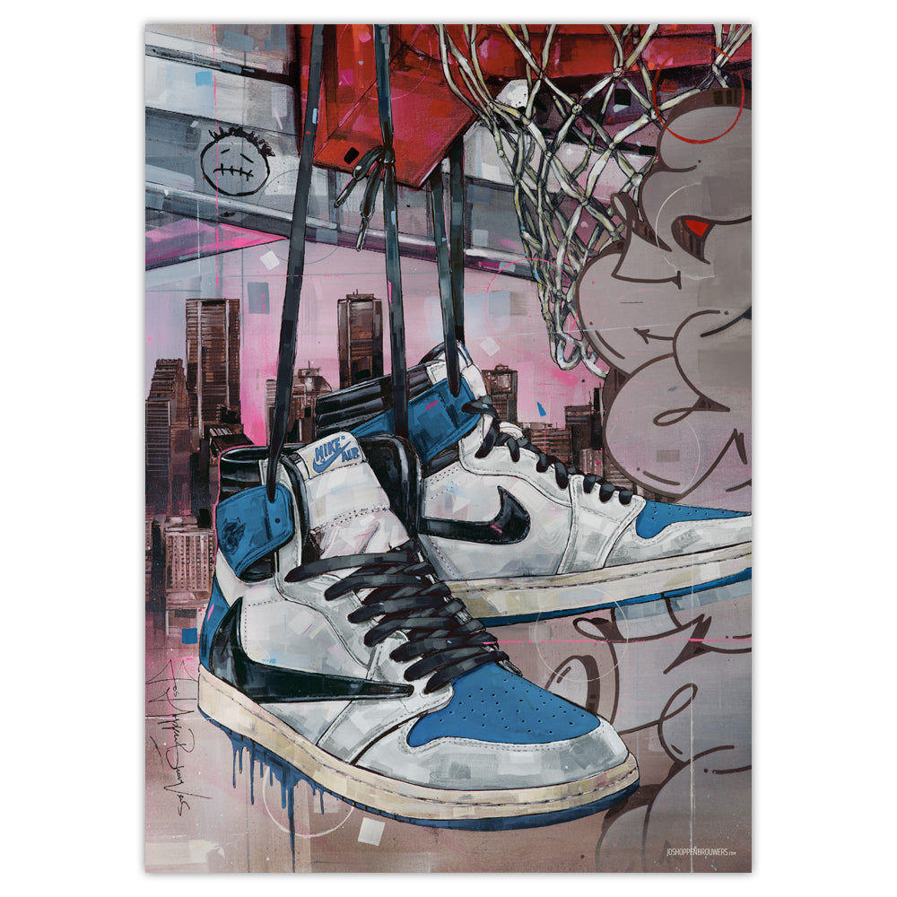 Nike Air Jordan 1 fragment high basket estampado 50x70 cm