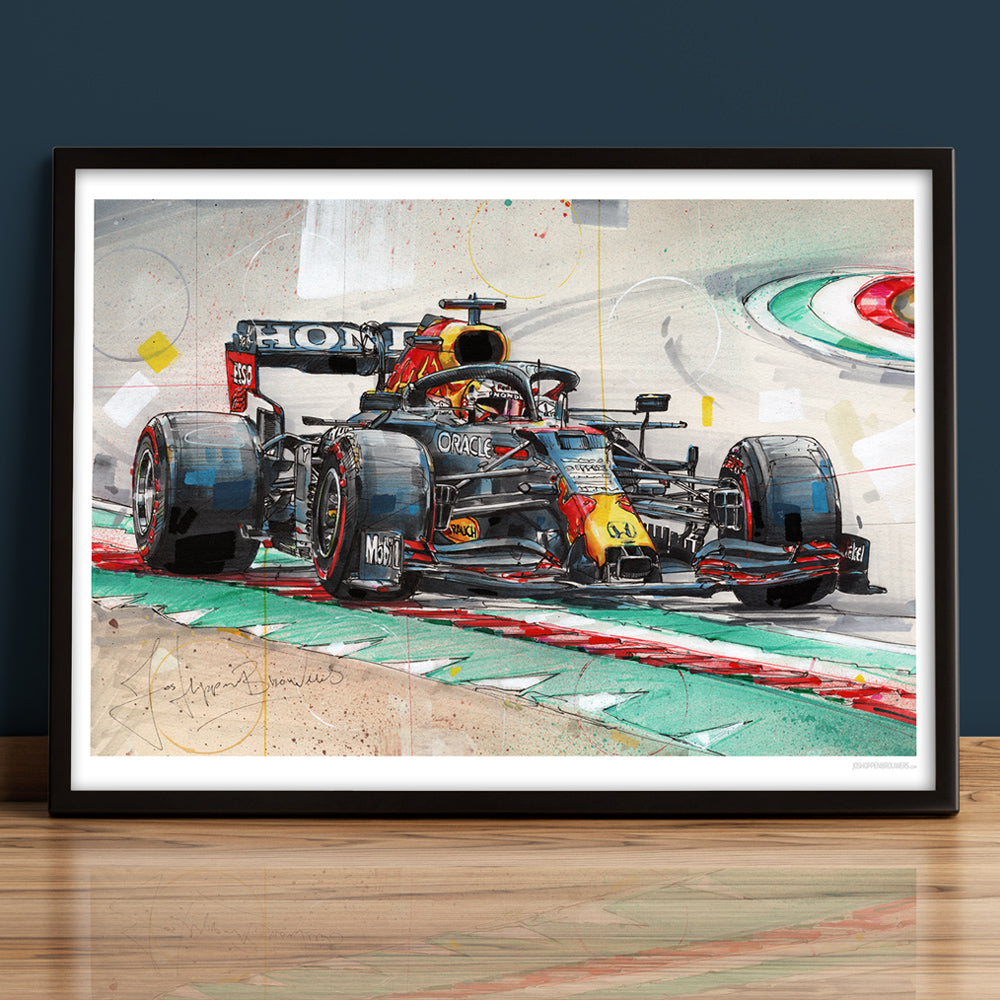 Voiture de course Verstappen imprimé 70x50 cm