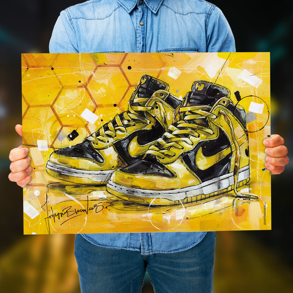 Nike Dunk high Wu-Tang LE estampado 70x50 cm - enmarcado y firmado